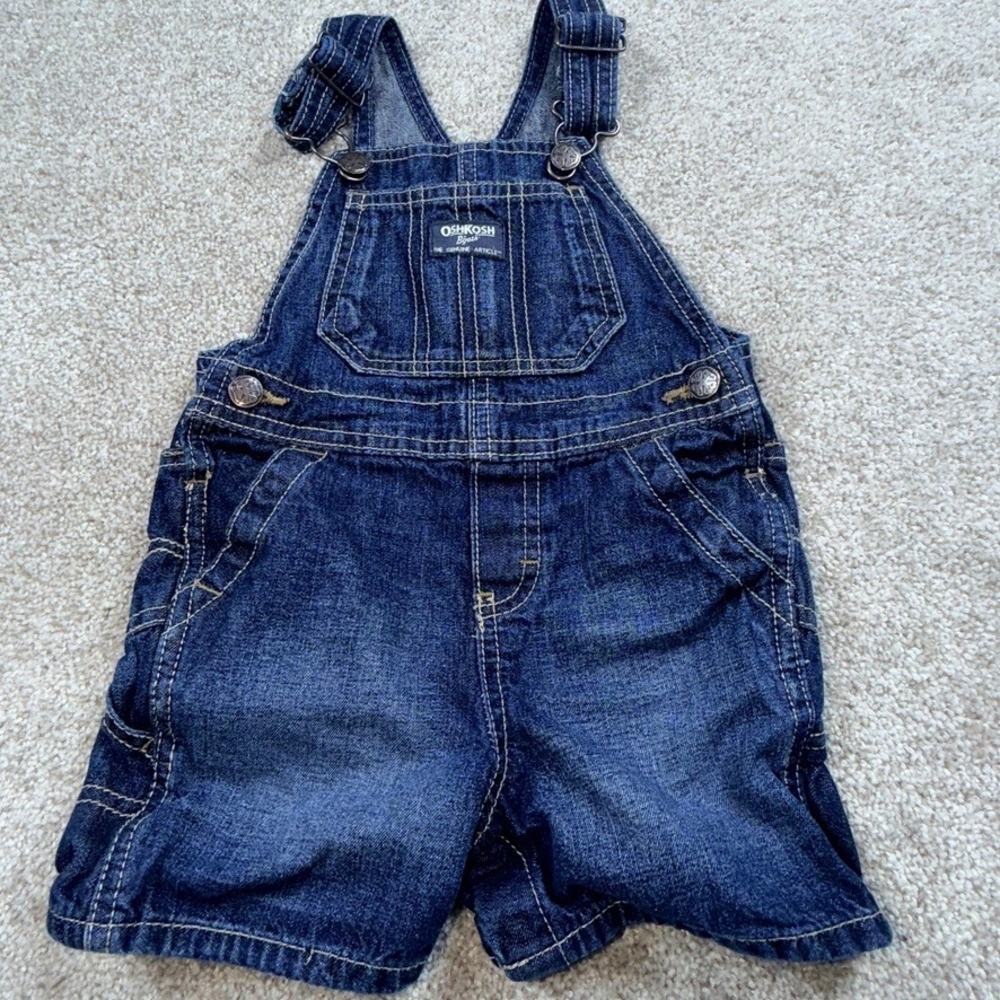 OshKosh Bgosh Kids Dark Wash Denim Shortalls Overalls 18M
